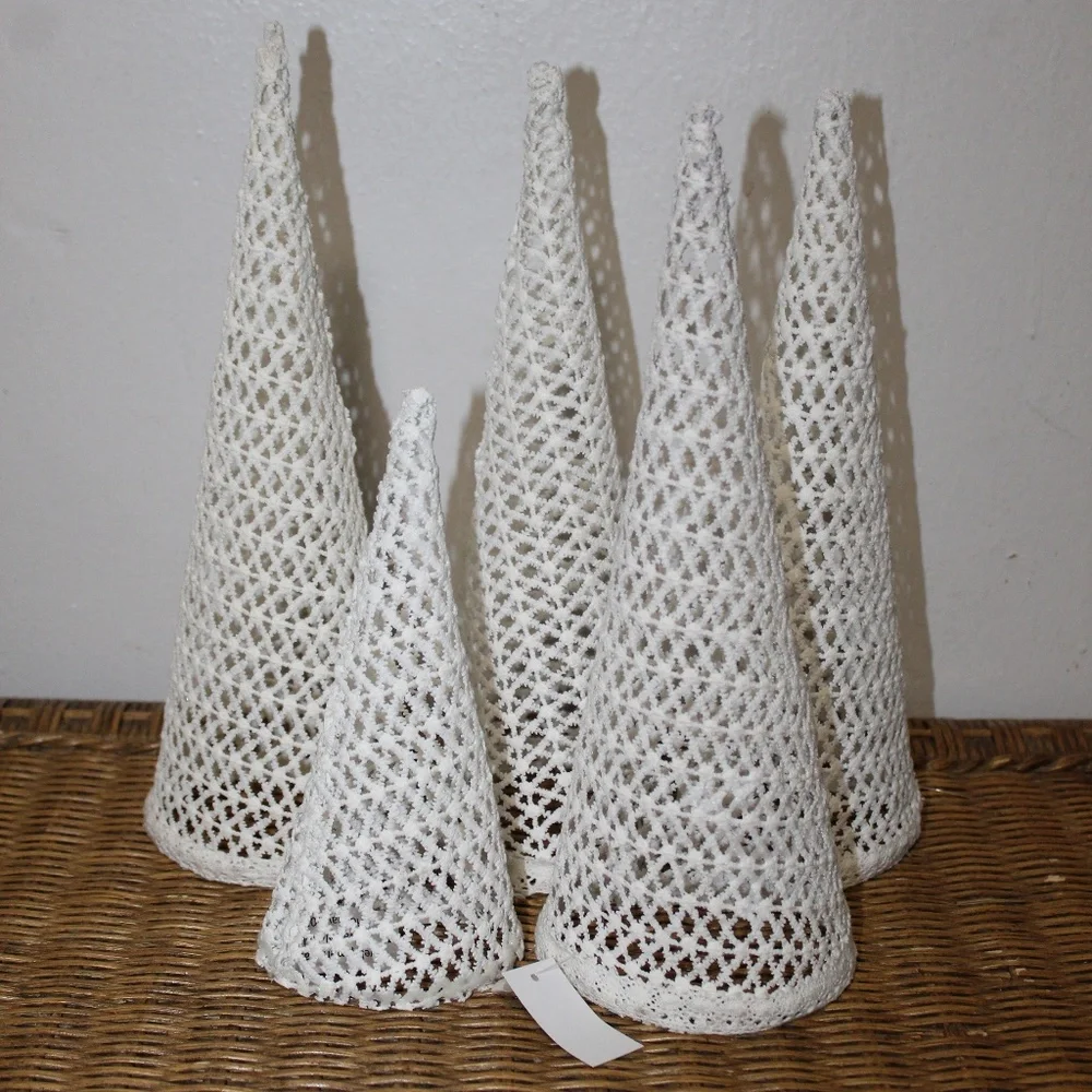 West Elm. Fabric Cones Trees Open Bottom. Set of 5